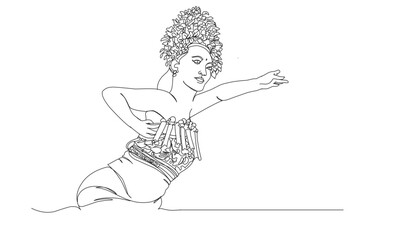Traditional balinese dance line art illustration. Illustration of balinese woman in traditional clothing.