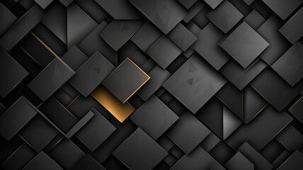 Fototapeta premium Black and gray abstract background featuring geometric shapes with touch of gold. This design creates modern and sophisticated atmosphere, perfect for various applications