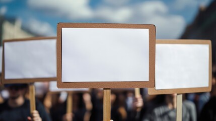 Empty Protest Signboard: A Blank Canvas for Social Change on a Vibrant Background