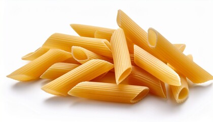  Pieces of uncooked penne pasta isolated white background