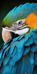 Obraz premium Vibrant Blue and Gold Macaw in Tropical Aviary, Showcasing Its Stunning Feathers and Colorful Plumage