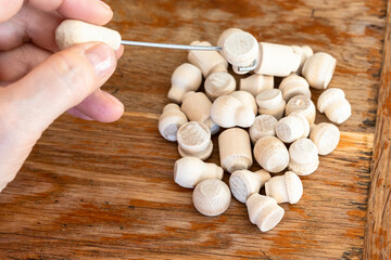 gameplay of wooden biryulki board game close up