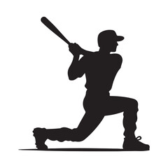 Baseball batter silhouette vector illustration on white background