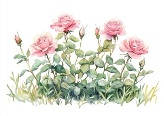 Fototapeta premium Rose bushes roses art illustration.