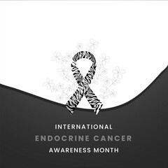 Endocrine cancer awareness month background design with Zebra Styled Color ribbon.
