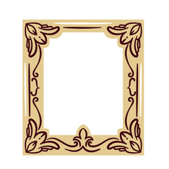 Rectangular Vintage Decorative Picture Frame. Ornate floral decor for photos and mirrors. Victorian retro frame, with leaf ornament cartoon vector illustration