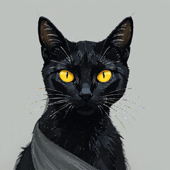 black and white cat portrait