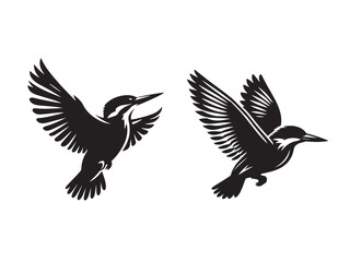 Fototapeta premium kingfisher bird silhouette vector illustration on white background