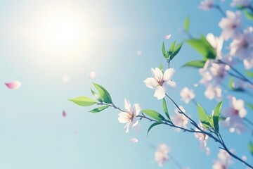 Obraz premium Delicate Spring Blossoms Against a Light Sky