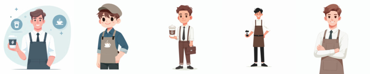 cafe barista male character vector