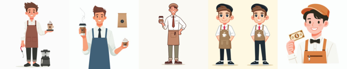 cafe barista male character vector