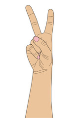 V sign hand gesture symbol of victory and peace