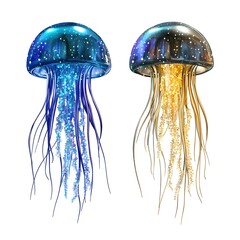 Bioluminescent jellyfish illuminating the ocean depths