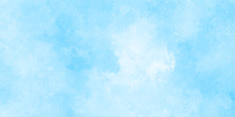 Abstract background with panorama of blue sky and white cloud nature design. horizon spring morning sky with clouds background. hand painted watercolor shades sky clouds.