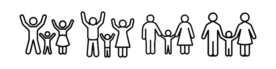 parents holding hands with child icon, parents holding hands with child line art - simple line art of parents holding hands with child, perfect for parents holding hands with child logos and icons