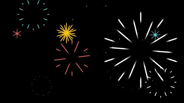 animated explosion fireworks on the night sky 4k for birthday