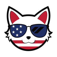 a cat head wearing sunglass usa theme vector illustration