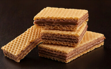 Fototapeta premium Crispy Chocolate Wafer Biscuits with Cream Filling – Sweet Snack Treat