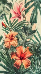 Wallpaper tropical plant flower vegetation hibiscus.