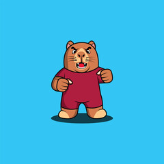 Mascot vector cute capybara stand up with happy pose cartoon vector icon illustration