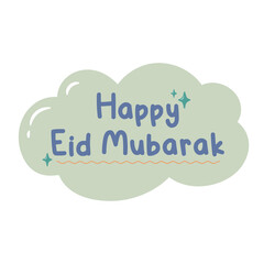 Happy Eid Mubarak Eid Al Fitr. Isolated on White Background and Transparent PNG.
