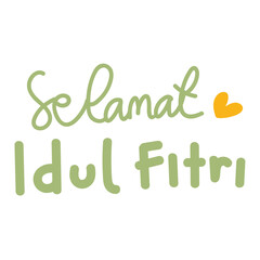 Selamat Idul Fitri. Eid Mubarak Eid Al Fitr. Isolated on White Background and Transparent PNG.