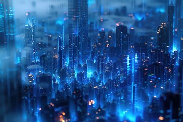 Obraz premium High Resolution Image of Abstract Blue Cityscape Background