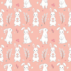 Adorable Easter Bunny Seamless Pattern – Cute Springtime Digital Design