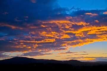 Sunrise and Fog Umbria Tuscany Italy January