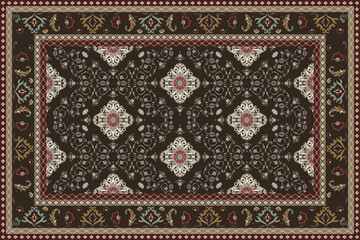 Vintage Arabic pattern.Persian colored carpet.Rich ornament for fabric design,handmade,interior decoration,textiles.Abstract design of persian carpet with geometric ornament.Moroccan style background.