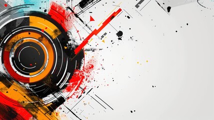 Obraz premium Abstract colorful design with circular shapes and dynamic lines on a light background