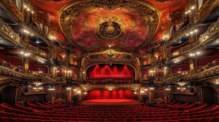 Obraz premium Magnificent Interior of a Gilded Opera House