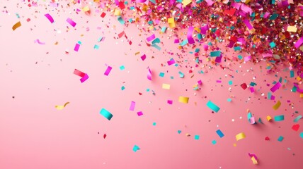 Festive celebration confetti burst studio graphic design bright atmosphere close-up joyful vibes
