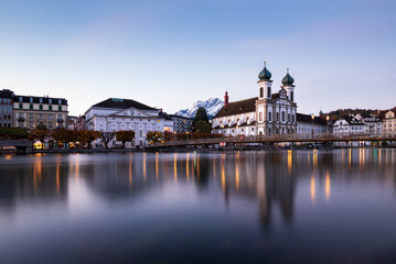 Obraz premium Early morning in Lucerne, The Jesuit Church, Switzerland