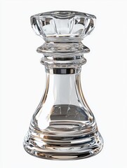 Elegant Glass Chess Piece with Intricate Design Highlighting Transparency and Reflections in Studio Lighting