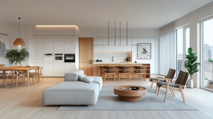 Fototapeta premium Modern Minimalist Apartment Interior Design