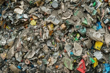 CloseUp of a Pile of Compressed Plastic Waste at a Waste Recycling Plant
