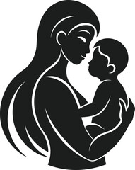 Mother and Baby Silhouette – Heartwarming Mother's Day Vector Illustration