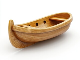 Fototapeta premium Wooden Boat Model with Elegant Curves and Natural Finish Perfect for Decoration and Design Enthusiasts