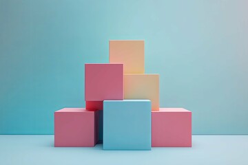 Obraz premium A colorful minimalist abstract still life composition of stacked boxes