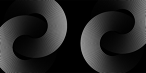 Abstract gold circle lines on dark background. Geometric stripe line art design