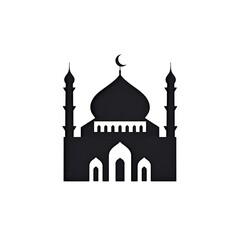 Fototapeta premium Minimalist Mosque Silhouette with Dome and Crescent - Islamic Illustration