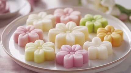 Traditional Bahulu Confectionery in Soft Flower Shapes Made with Unique Molds for an Aesthetic Display in a Delicate Setting