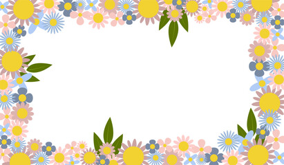 Frame with flowers of different colors