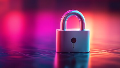 Highquality 3D render of a padlock icon with a smooth colorful gradient