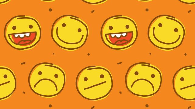 Pattern smiling and dissatisfied emoticons