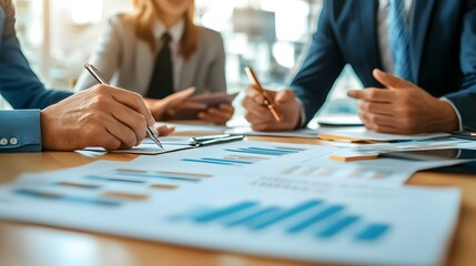 73. Financial analysts discussing investment strategies and portfolio management during a corporate workshop