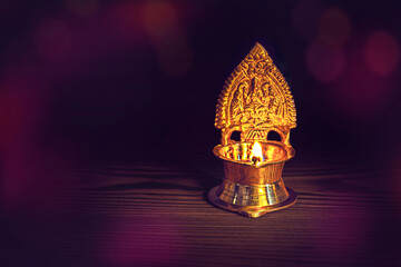 Lakshmi lamp diya or Deepavali or Deepawali. Hindu festival of lights. Celebrating in Indian...