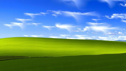Green Grass, Blue Sky Background. Green grass, blue sky