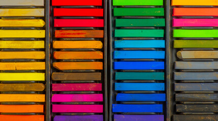 Soft pastels, bright colours. Colored chalk for creativity, drawing and hobbies.